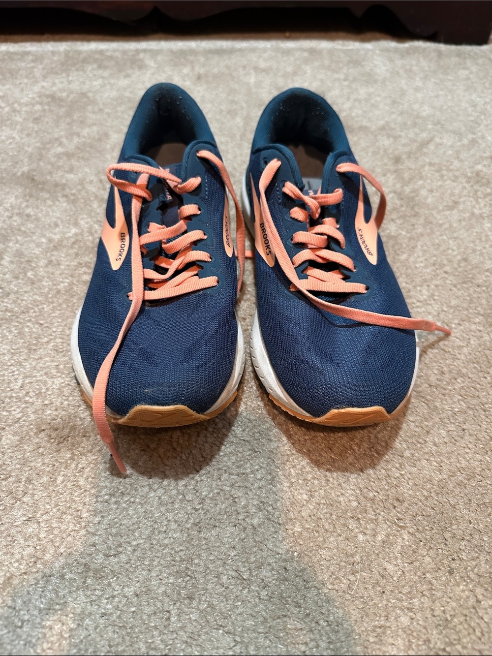 Brooks Navy and Coral Running Sneakers